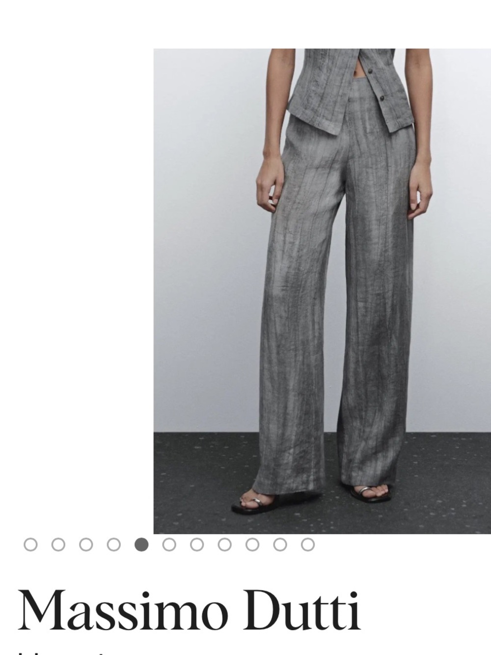 Massimo Dutti Charcoal Wide-Leg Trousers